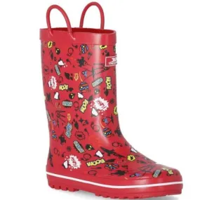 Trespass Kids Wellies With Pull Handles - Red