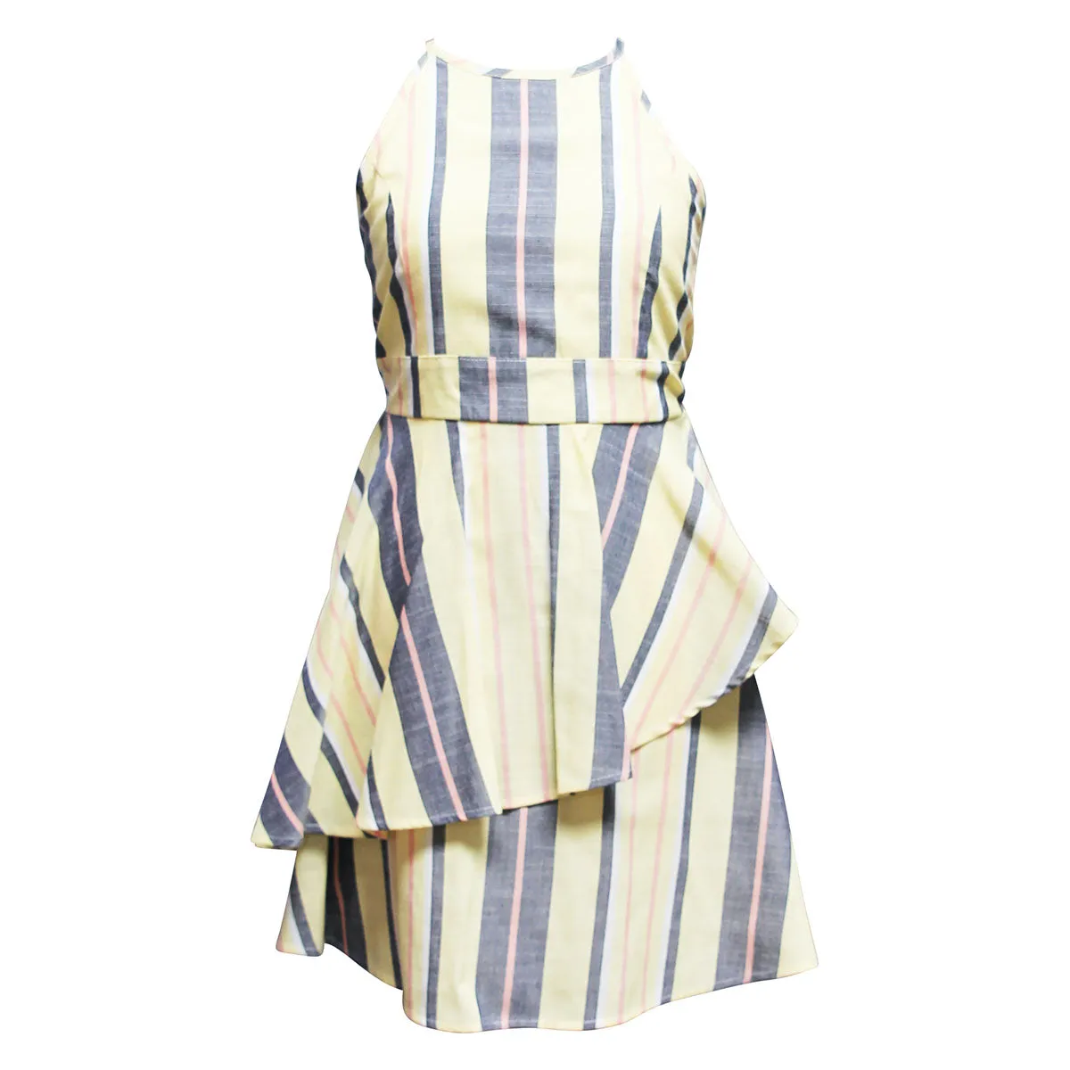 Tween Yarn Dye Stripe Peplum Dress