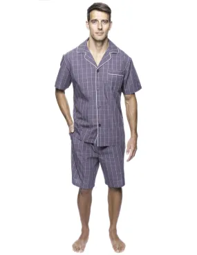 Twin Boat Men's 100% Woven Cotton Short Pajama Sleepwear Set