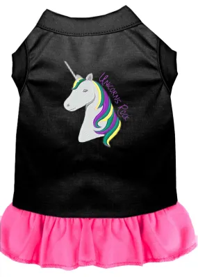 Unicorns Rock Embroidered Dog Dress Black With Bright Pink Xs (8)