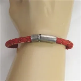 Unisex Red Braided Cork Bracelet Handmade