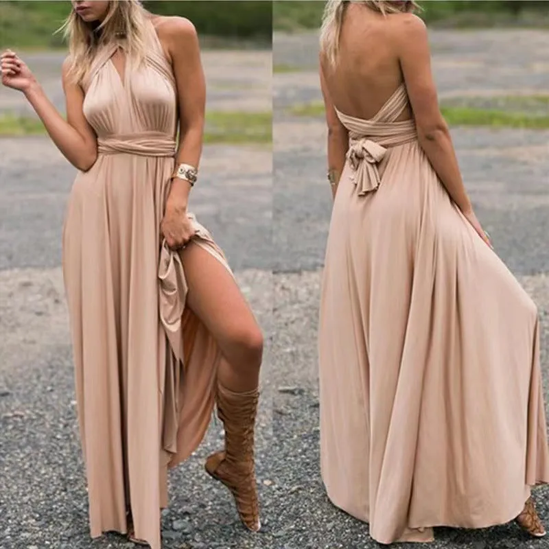 V-neck Cross Strap Back Party Dresses