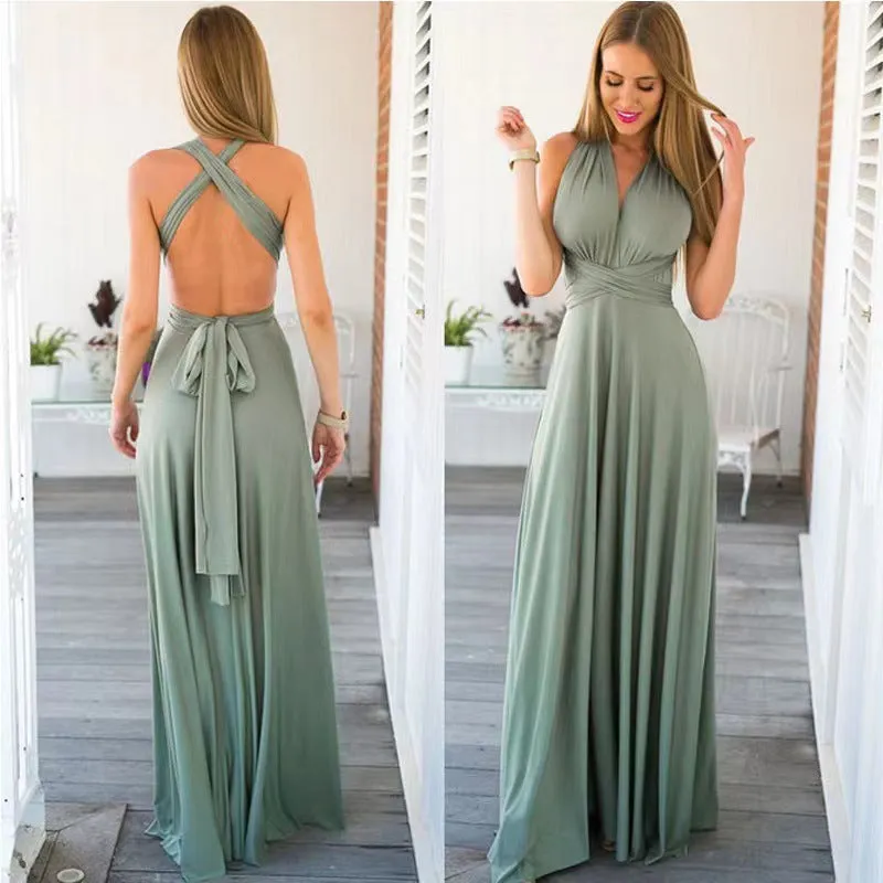 V-neck Cross Strap Back Party Dresses