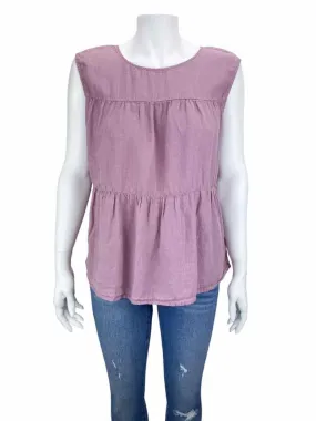 Velvet by Graham & Spencer, Women's Mandi Tiered Linen Top, Roseberry, Size M