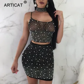 VenusFox Diamonds Sexy Backless Bandage Bodycon Dress