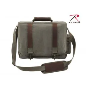 Vintage Style Canvas Pathfinder Laptop Bag With Leather Accents