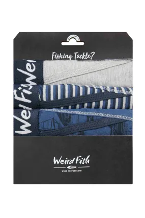 Weird Fish L Blue Ashridge Boxer Shorts (Pack of 3)