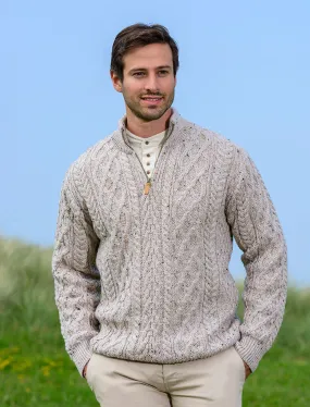 West End Knitwear | Half Zip Aran Sweater | Men's