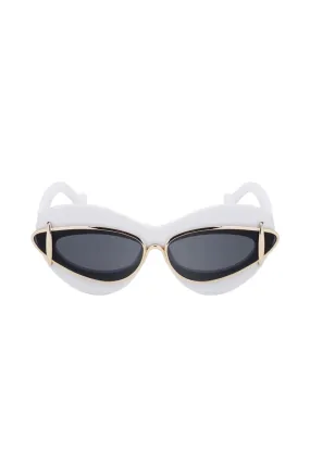 White Cat-Eye Sunglasses