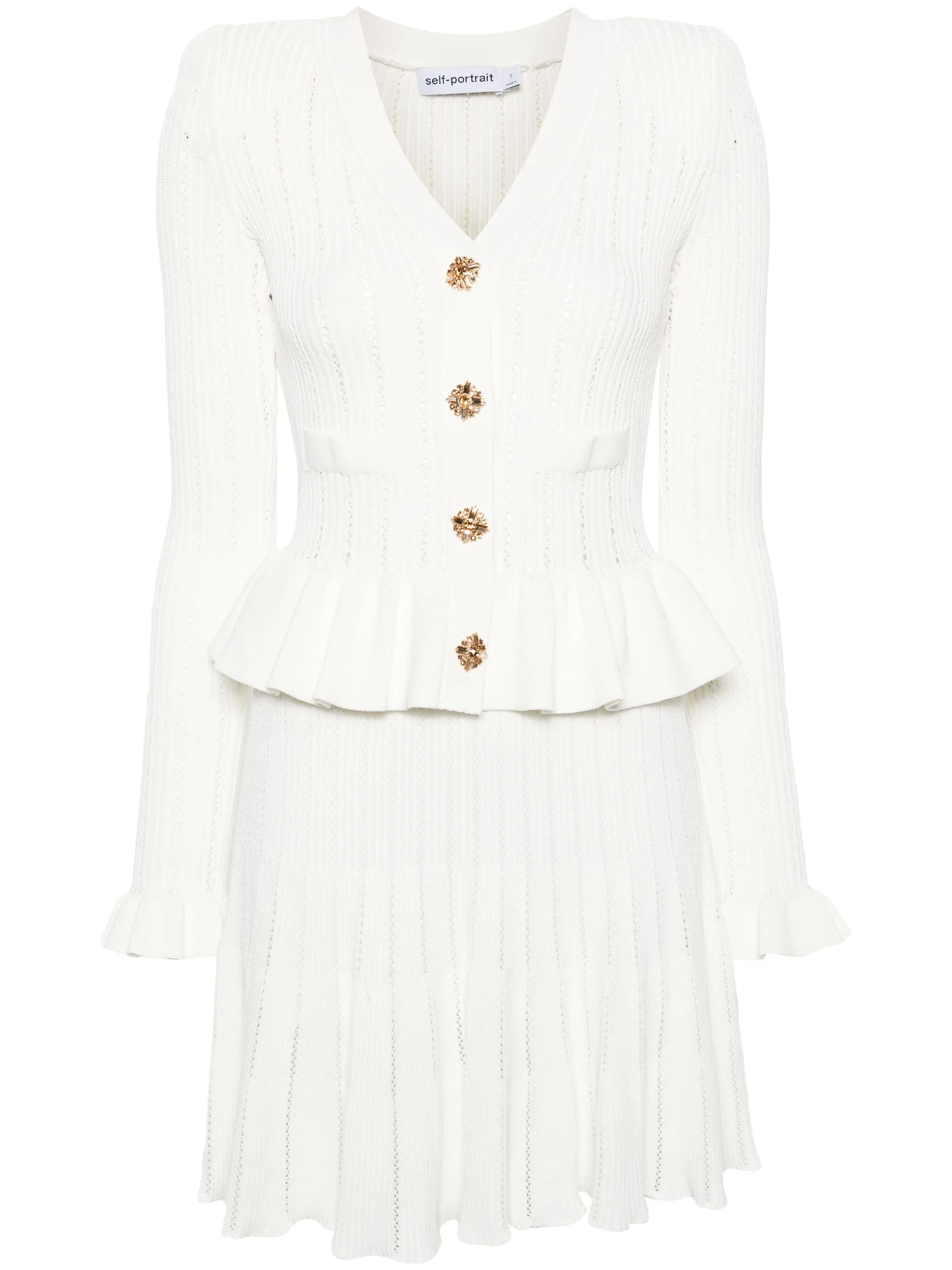 White Knit Peplum Mini Dress