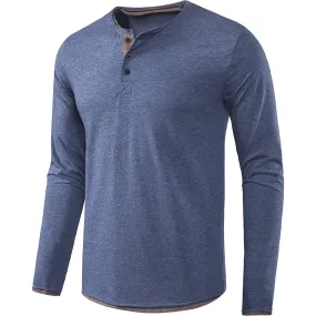 Wholesale Mens Long Sleeve Casual Lightweight Fitted Basic Henley T-Shirt