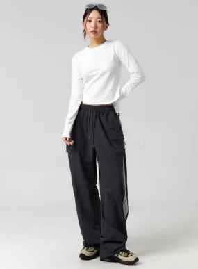 Wide-Leg Nylon Pants CG325