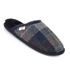 William - Harris Tweed Mule - Navy / Black Check