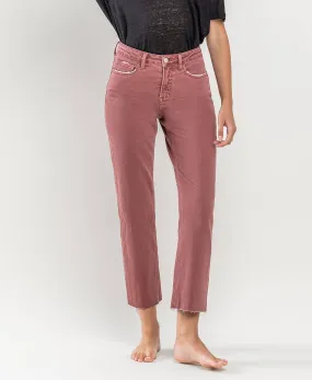 WINE TUMMY CONTROL HIGH RISE CROP STRAIGHT JEANS