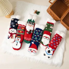 Winter Kids Cartoon Cotton Thermal Non-Slip Christmas Socks