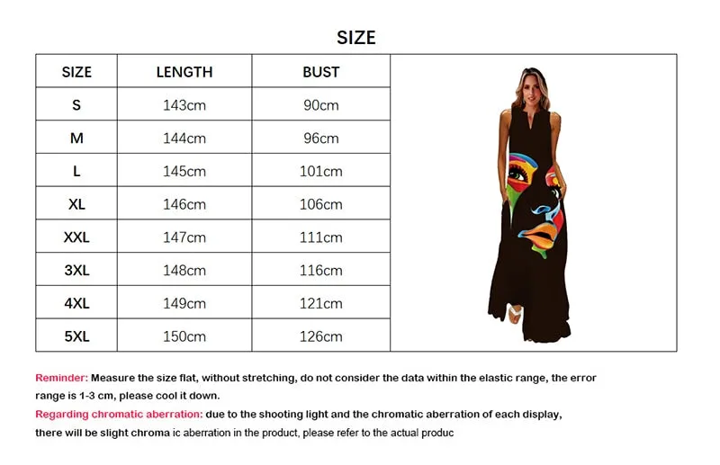 Wjczt Spring Summer Print Long Dress Women Beach Holiday Casual Fashion Elegant Dresses Party Sleeveless V Neck Maxi Dresses