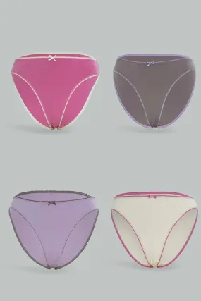 Women Assorted High Leg Brief (Pack of 4)