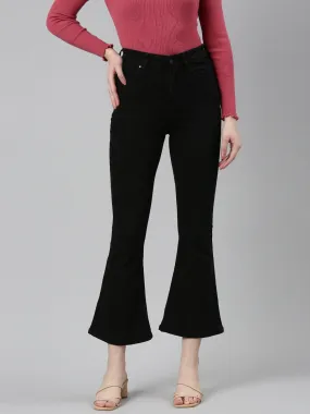 Women Black Solid Bootcut Denim Jeans