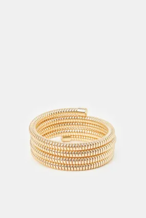 Women Gold Textured Wrap Up Bracelet