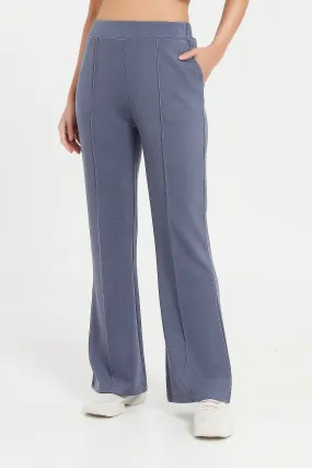 Women Navy Wide Leg Active Pants