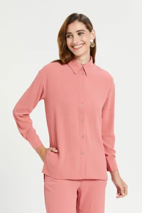 Women Peach Long Length Tunic Shirt