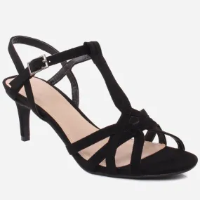 Women "CELESTIA" Cross Over Peep Toe Strap T-Style Stiletto Sandals