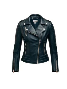 Women's Black Motorcycle Azaria Leather Jacket