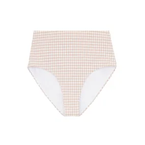 women's brown crinkle gingham high waisted bikini bottom