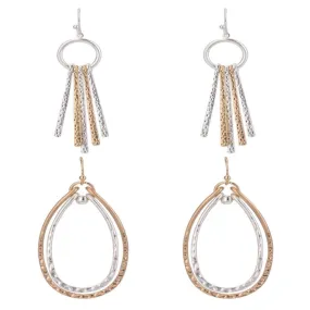 Women's Hammered Mixed Metal Duo Drop Earrings - 2 Pairs