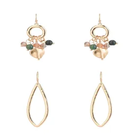 Women's Jewelry, Gold-Tone Drop Duo Earring Set with Semi-Precious and Glass Beads