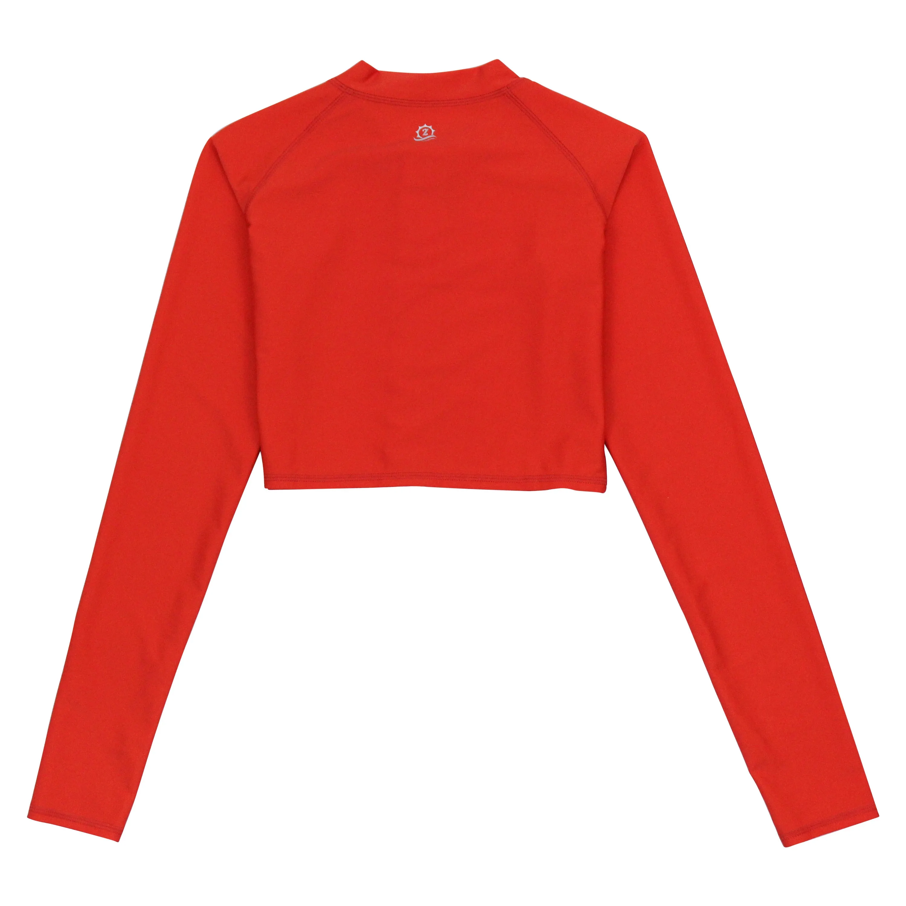 Women's Long Sleeve Crop Rash Guard | “Fiesta Red”