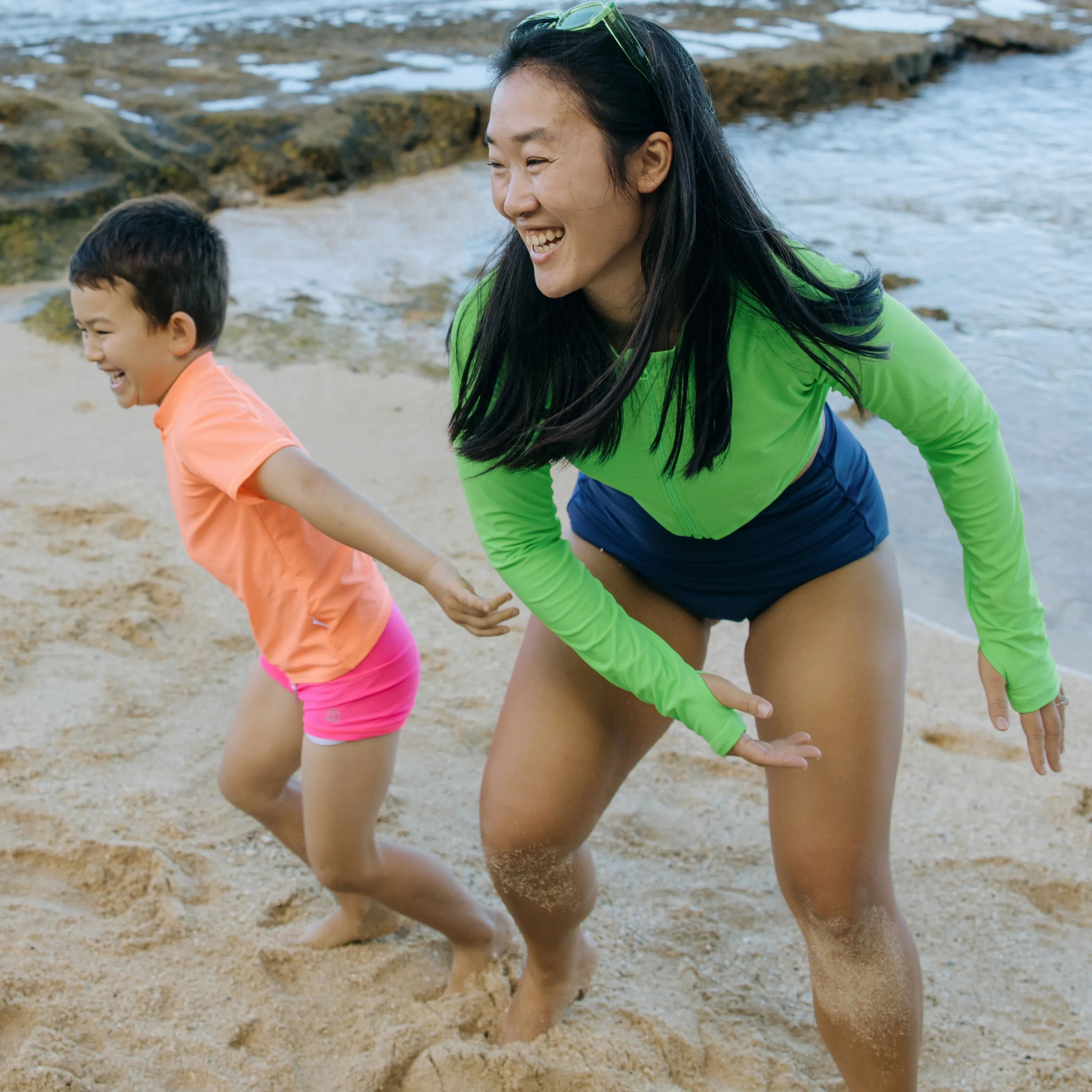 Women's Long Sleeve Crop Rash Guard | “Neon Green”