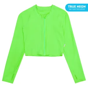 Women's Long Sleeve Crop Rash Guard | “Neon Green”