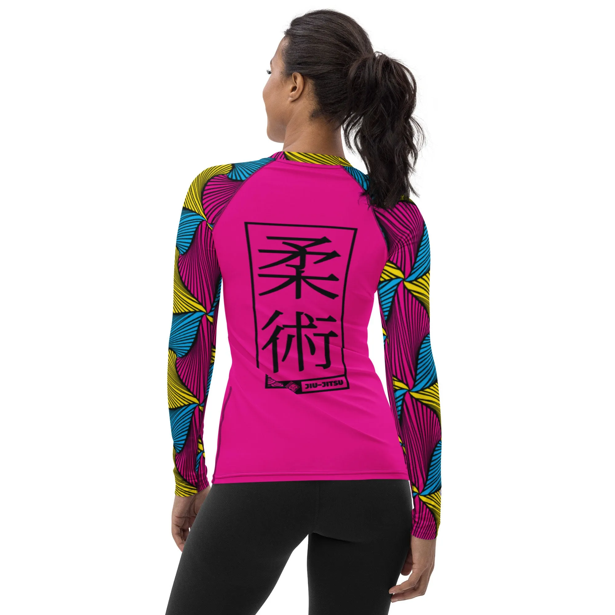 Women's Long Sleeve No Gi BJJ Rash Guard - Ankara Wax Print Rash Guard 002