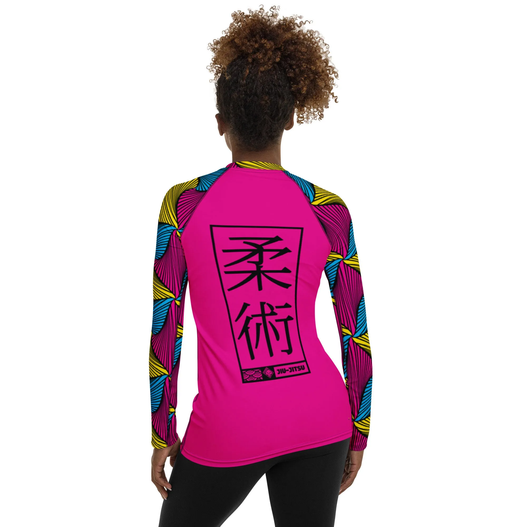 Women's Long Sleeve No Gi BJJ Rash Guard - Ankara Wax Print Rash Guard 002