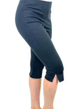 Women's Navy Capri On Sale Quality Comfort Stretch Fabric Travel Friendly Best Seller On Sale Yvonne Marie Boutiques