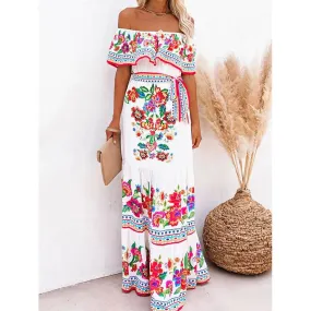 Women's Off Shoulder Print Dress