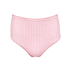 women's pink guava gingham high-waisted bikini bottom