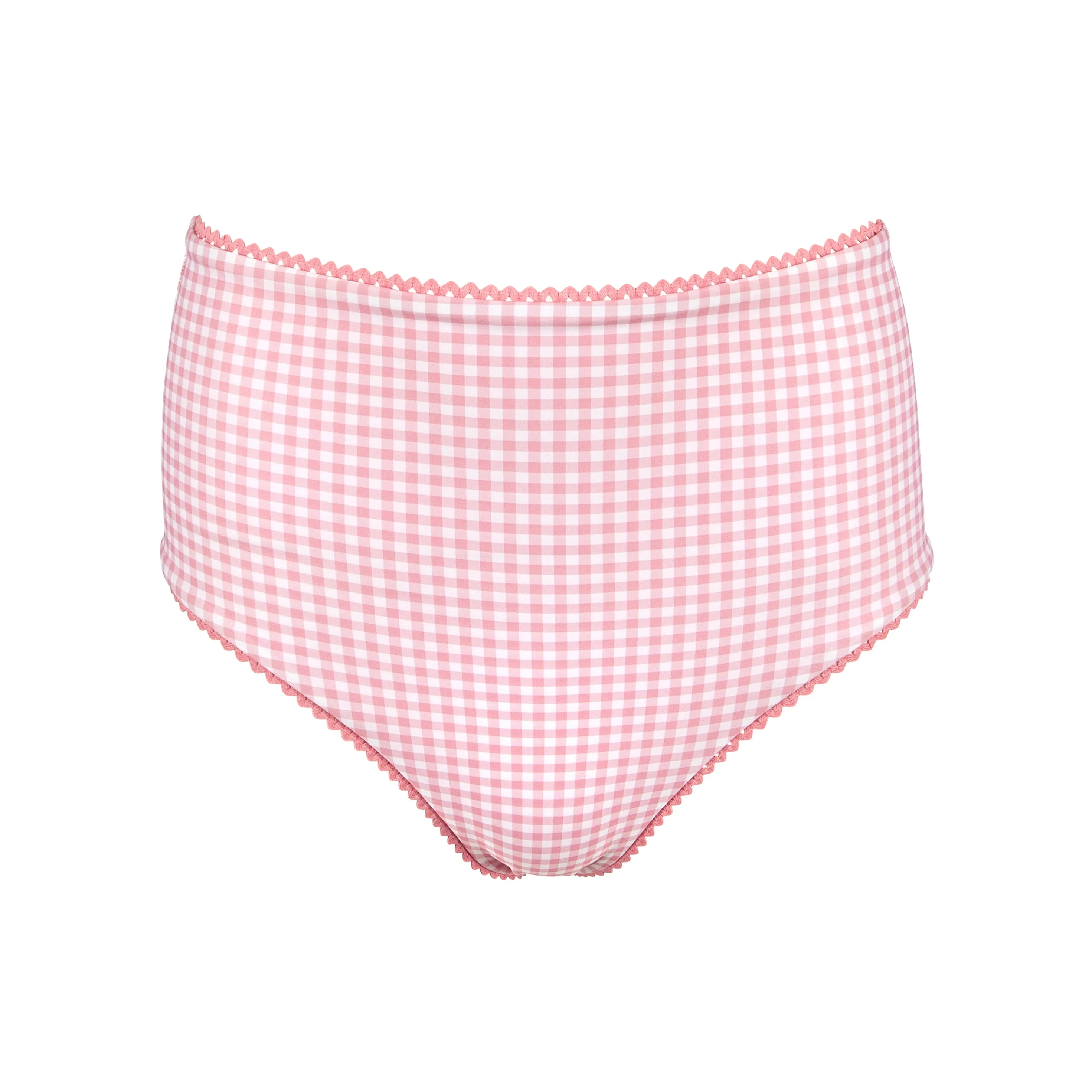 women's pink guava gingham high-waisted bikini bottom