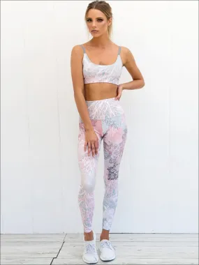 Women's Printed Caged Back Sports Bra And High-Rise Legging Set