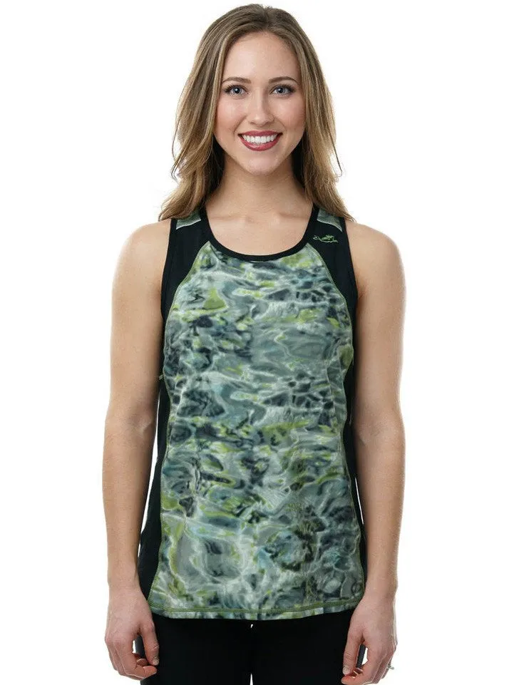 Womens Racerback Workout Slimming Camo Tank Top | Aqua Design