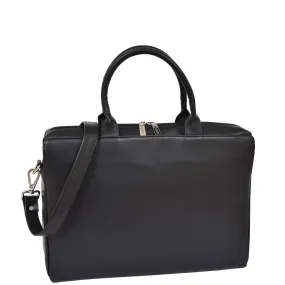 Womens Real Soft Leather Briefcase Wilma Black