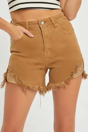 Women's RISEN High Waist Frayed Hem Denim Shorts