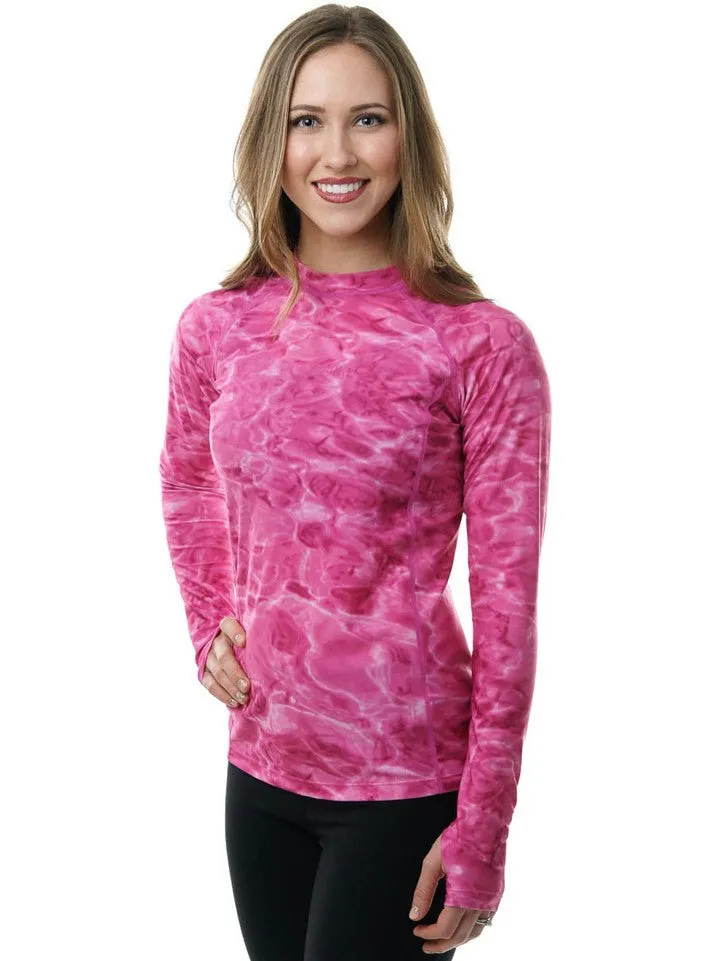 Womens UPF 50  Rash Guard Long Sleeve Shirt | Aqua Design