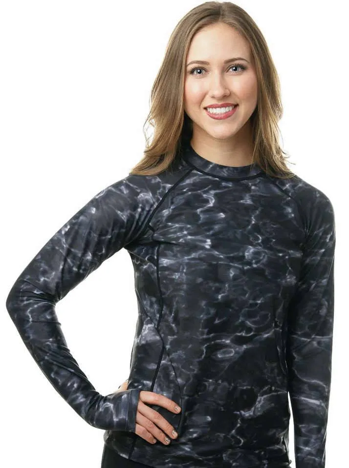 Womens UPF 50  Rash Guard Long Sleeve Shirt | Aqua Design