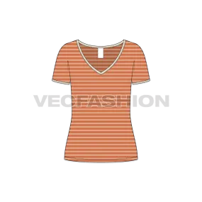 Women's Wide Neck V-neck T-shirt