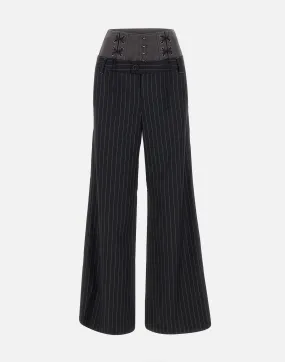 Wool and Silk Pinstripe Trousers