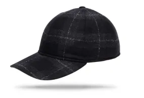 Wool Baseball Cap - Black Grey Windowpane