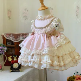 Xiangtuibao Beyao Lolita Girl Princess Dress Spanish Dress Pink Children's Dress Birthday Tulle Tutu Skirt Dress