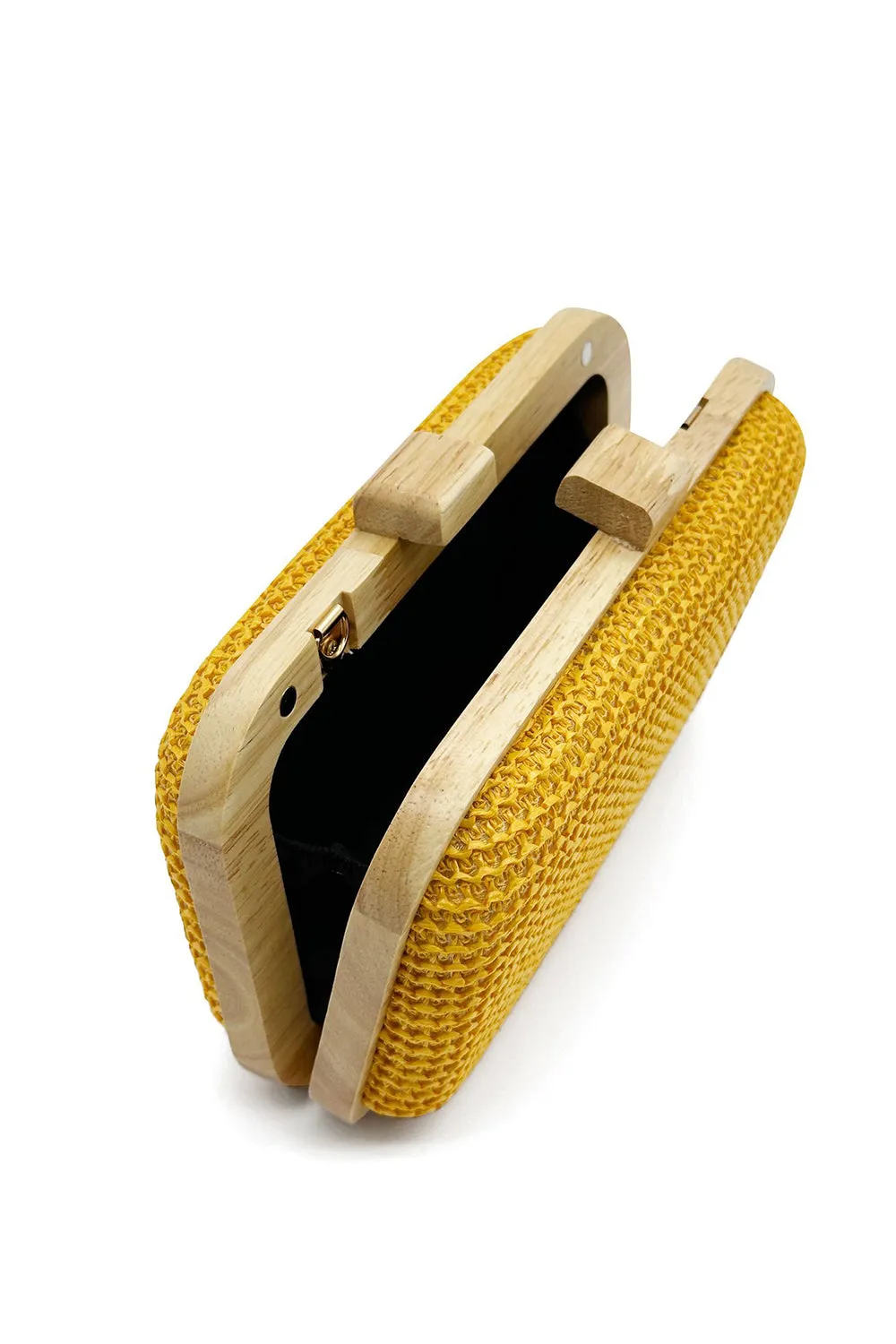 Yellow Handmade Wooden Clutch Bag